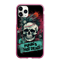 Чехол iPhone 11 Pro матовый Punks not dead, цвет: 3D-малиновый