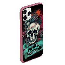 Чехол iPhone 11 Pro матовый Punks not dead, цвет: 3D-малиновый — фото 2