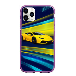 Чехол iPhone 11 Pro матовый Желтый итальянский суперкар, цвет: 3D-фиолетовый
