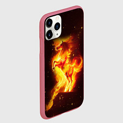 Чехол iPhone 11 Pro матовый Пылающий фантастический конь, цвет: 3D-малиновый — фото 2