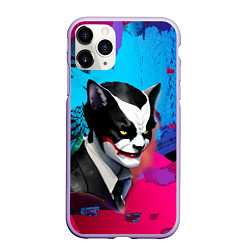 Чехол iPhone 11 Pro матовый Dude-cat - neural network - pop art, цвет: 3D-светло-сиреневый