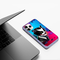 Чехол iPhone 11 Pro матовый Dude-cat - neural network - pop art, цвет: 3D-светло-сиреневый — фото 2