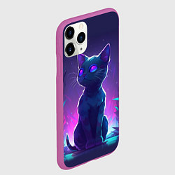 Чехол iPhone 11 Pro матовый Неоновая кошечка, цвет: 3D-фиолетовый — фото 2