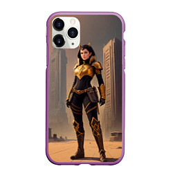 Чехол iPhone 11 Pro матовый Девушка в заброшенном городе, цвет: 3D-фиолетовый