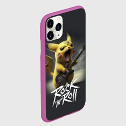 Чехол iPhone 11 Pro матовый Пикачу с электрогитарой, цвет: 3D-фиолетовый — фото 2