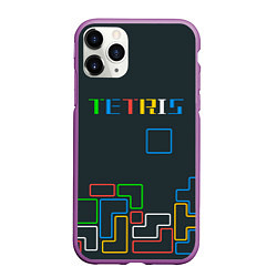 Чехол iPhone 11 Pro матовый Tetris neon, цвет: 3D-фиолетовый