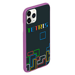 Чехол iPhone 11 Pro матовый Tetris neon, цвет: 3D-фиолетовый — фото 2