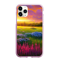 Чехол iPhone 11 Pro матовый Летний закат, цвет: 3D-розовый