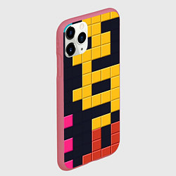Чехол iPhone 11 Pro матовый Узор Тетрис абстракции, цвет: 3D-малиновый — фото 2