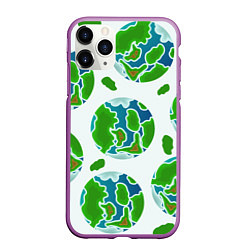 Чехол iPhone 11 Pro матовый Планета земля, земной шар, цвет: 3D-фиолетовый