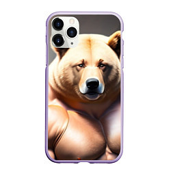 Чехол iPhone 11 Pro матовый Медведь качек, цвет: 3D-светло-сиреневый