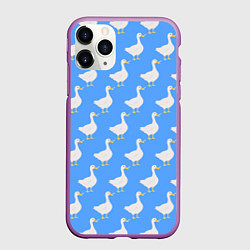 Чехол iPhone 11 Pro матовый Домашний гусь вооружен ножом, цвет: 3D-фиолетовый