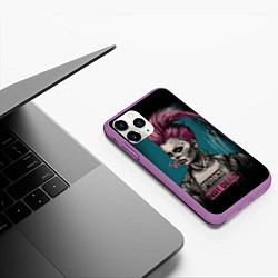 Чехол iPhone 11 Pro матовый Punks no dead girl, цвет: 3D-фиолетовый — фото 2