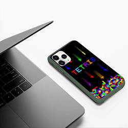 Чехол iPhone 11 Pro матовый Falling blocks tetris, цвет: 3D-темно-зеленый — фото 2