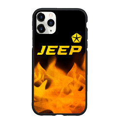 Чехол iPhone 11 Pro матовый Jeep - gold gradient: символ сверху