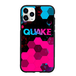 Чехол iPhone 11 Pro матовый Quake - neon gradient: символ сверху, цвет: 3D-черный