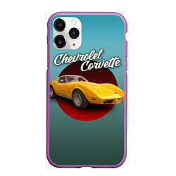 Чехол iPhone 11 Pro матовый Американский спорткар Chevrolet Corvette Stingray