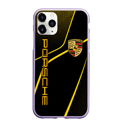 Чехол iPhone 11 Pro матовый Porsche - Gold line