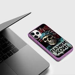 Чехол iPhone 11 Pro матовый Череп панки хой, цвет: 3D-фиолетовый — фото 2