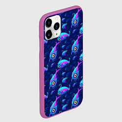 Чехол iPhone 11 Pro матовый Subnautica паттерн с рыбами, цвет: 3D-фиолетовый — фото 2