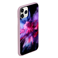 Чехол iPhone 11 Pro матовый Фиолетовый с белым паттерн, цвет: 3D-розовый — фото 2