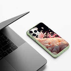 Чехол iPhone 11 Pro матовый Множество розовых цветов, цвет: 3D-салатовый — фото 2