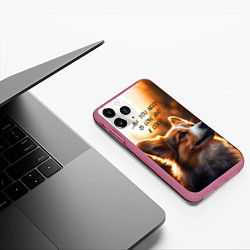 Чехол iPhone 11 Pro матовый Любовь и корги, цвет: 3D-малиновый — фото 2