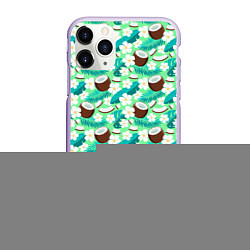 Чехол iPhone 11 Pro матовый Летний паттерн с кокосом, цвет: 3D-светло-сиреневый