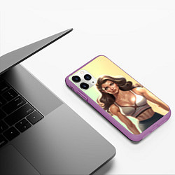 Чехол iPhone 11 Pro матовый Fitness girl sport, цвет: 3D-фиолетовый — фото 2