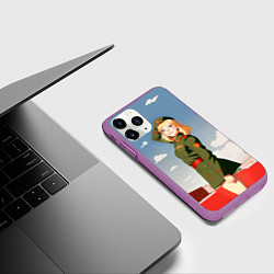 Чехол iPhone 11 Pro матовый Боевая девчонка, цвет: 3D-фиолетовый — фото 2