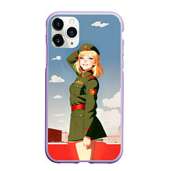 Чехол iPhone 11 Pro матовый Боевая девчонка, цвет: 3D-светло-сиреневый