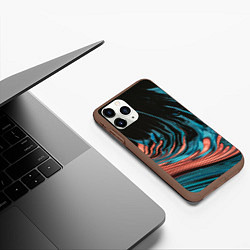 Чехол iPhone 11 Pro матовый Эффект красно-голубых красок, цвет: 3D-коричневый — фото 2