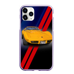Чехол iPhone 11 Pro матовый Классический спорткар Chevrolet Corvette Stingray, цвет: 3D-светло-сиреневый