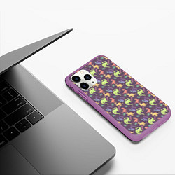 Чехол iPhone 11 Pro матовый Динозавры паттерн, цвет: 3D-фиолетовый — фото 2