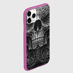 Чехол iPhone 11 Pro матовый Череп в стиле Гигера, цвет: 3D-фиолетовый — фото 2