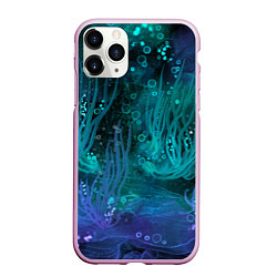 Чехол iPhone 11 Pro матовый Абстракция: неоновые огни подводного мира, цвет: 3D-розовый