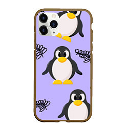Чехол iPhone 11 Pro матовый Пингвин и веточка, цвет: 3D-коричневый