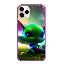 Чехол iPhone 11 Pro матовый Крошка инопланетянин, цвет: 3D-фиолетовый