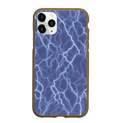 Чехол iPhone 11 Pro матовый Электрический разряд на голубом фоне, цвет: 3D-коричневый