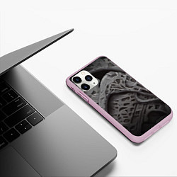 Чехол iPhone 11 Pro матовый Лунный пейзаж, цвет: 3D-розовый — фото 2