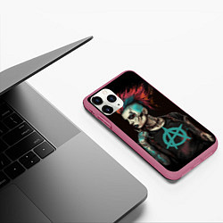 Чехол iPhone 11 Pro матовый Анархия девушка панк, цвет: 3D-малиновый — фото 2