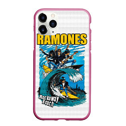 Чехол iPhone 11 Pro матовый Ramones rock away beach, цвет: 3D-малиновый