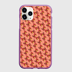 Чехол iPhone 11 Pro матовый Декоративный растительный орнамент, цвет: 3D-фиолетовый