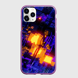Чехол iPhone 11 Pro матовый Фиолетовая и оранжевая схема, цвет: 3D-фиолетовый