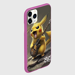 Чехол iPhone 11 Pro матовый Pikachu rock, цвет: 3D-фиолетовый — фото 2