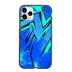 Чехол iPhone 11 Pro матовый Sport uniform - синие брызки, цвет: 3D-темно-зеленый