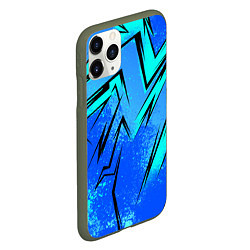 Чехол iPhone 11 Pro матовый Sport uniform - синие брызки, цвет: 3D-темно-зеленый — фото 2