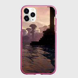 Чехол iPhone 11 Pro матовый Minecraft - река в лесу, цвет: 3D-малиновый