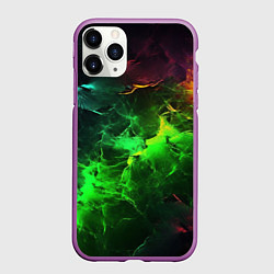Чехол iPhone 11 Pro матовый Зеленое свечение, цвет: 3D-фиолетовый