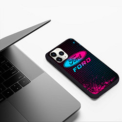 Чехол iPhone 11 Pro матовый Ford - neon gradient, цвет: 3D-черный — фото 2